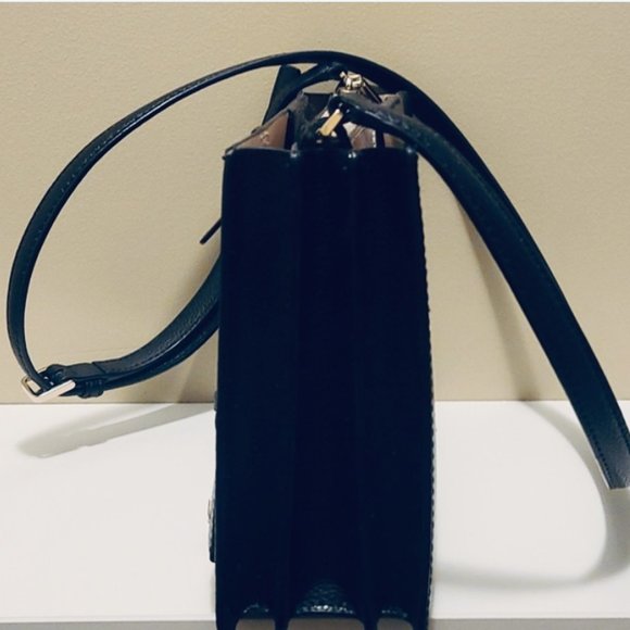 Kate Spade NWOT crossbody / satchel black leather with pink inside - Picture 5 of 8